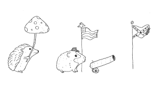 Hedgehog With A Mushroom Meets Guinea Pig With A Cannon